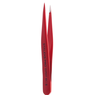 Pinça de Sobrancelha Staleks - TE-11-5 - Vermelha - Série Expert 11 - Ponta Fina